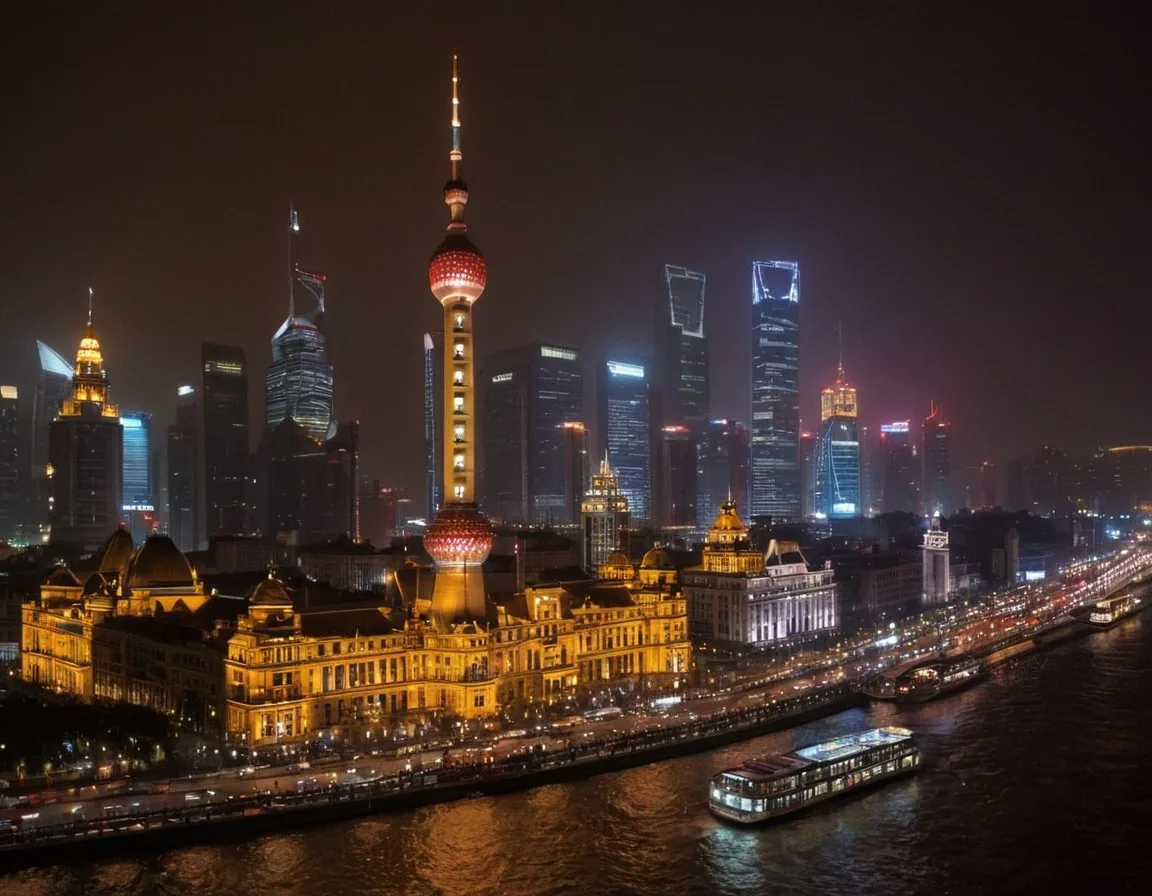 Shanghai skyline and the Bund at night